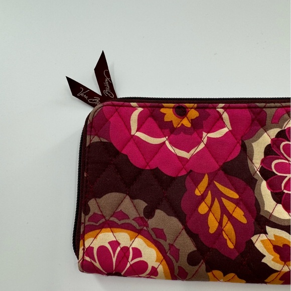 Vera Bradley Floral Paisley Wallet – Brown, Maroon, Beige, Tan & Hot Pink - Picture 2 of 7